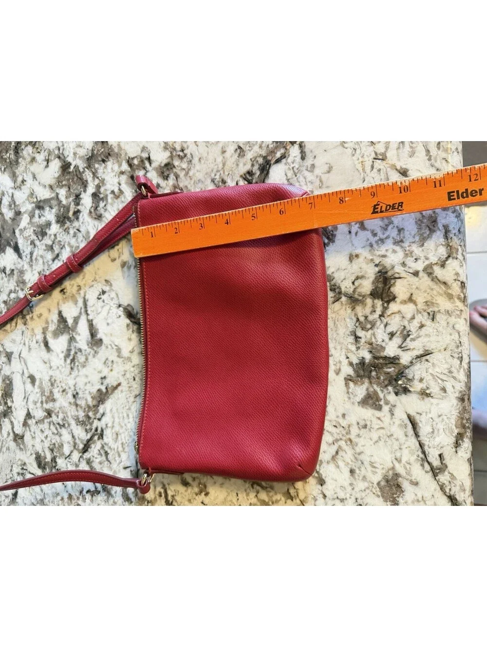 Coach F52881 Red Crossgrain Leather East West Crossbody Shoulder Bag EUC